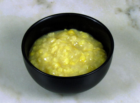 Thai Creamed Corn With Fresh Basil Leaves